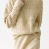 Pull Col Montant Maille Texturée Confort Élégance Hiver