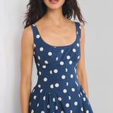 Robe Midi à Pois Sans Manches