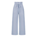 Pantalon Fluide Taille Haute Ceinture Nouée Élégant