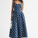 Robe Midi à Pois Sans Manches