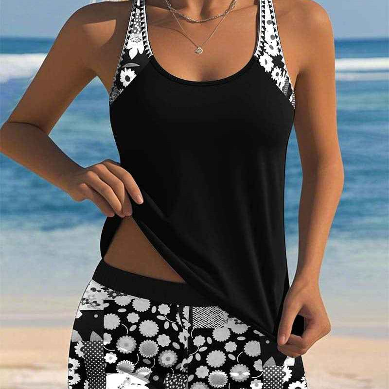 Ensemble Femme Débardeur à Bretelles et Short Fleuri