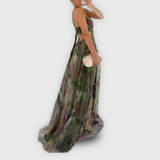 Robe Longue Femme Plissée à Une Bretelle Imprimée
