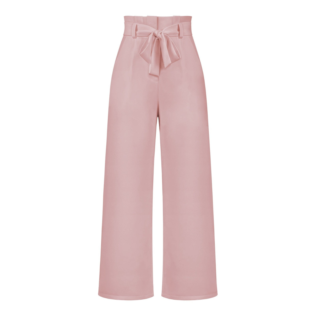 Pantalon Fluide Taille Haute Ceinture Nouée Élégant