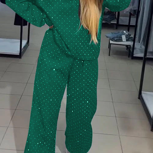 Ensemble Jogging Paillettes Coupe Ample Sweat Pantalon Style Tendance