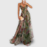 Robe Longue Femme Plissée à Une Bretelle Imprimée