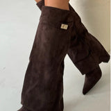 Evy | Bottes Élégantes en Suède avec Accents Dorés