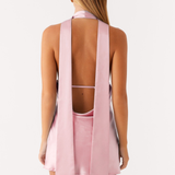 Robe Courte Dos Nu à Col Halter Élégante