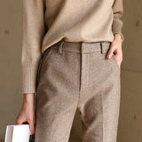 Pantalon Élégant Taille Haute Coupe Structurée Confort Chic