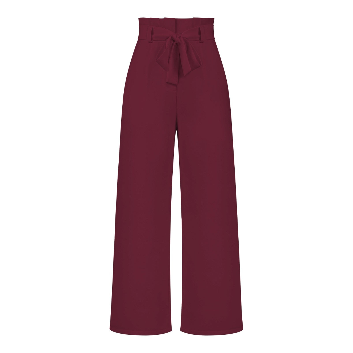 Pantalon Fluide Taille Haute Ceinture Nouée Élégant
