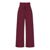 Pantalon Fluide Taille Haute Ceinture Nouée Élégant