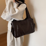 Sac porté épaule femme en simili cuir, bandoulière amovible