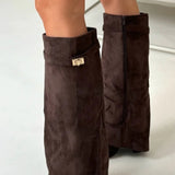 Evy | Bottes Élégantes en Suède avec Accents Dorés