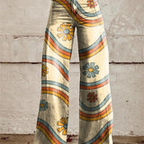 Pantalon Large Imprimé à Rayures Géométriques