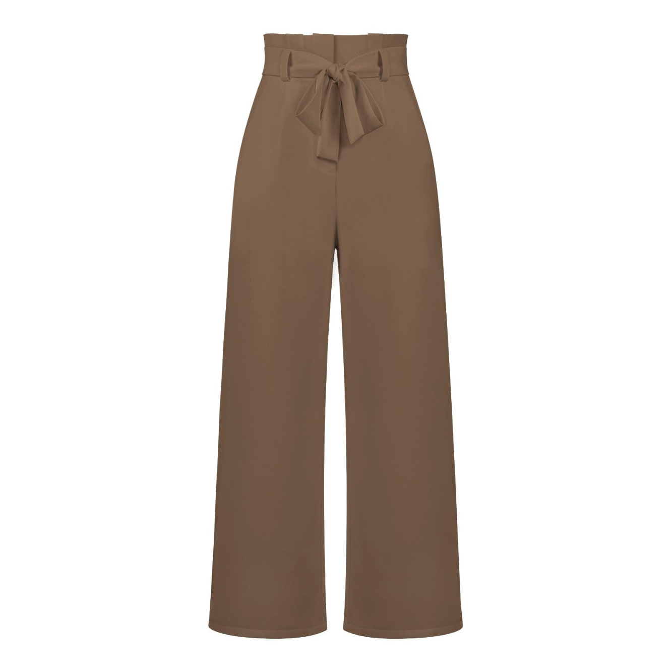 Pantalon Fluide Taille Haute Ceinture Nouée Élégant