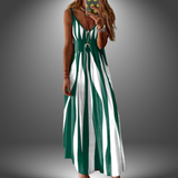 Robe Longue Femme Rayée à Bretelles Fines