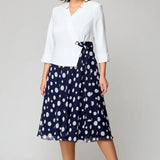 Robe Midi Contrastée Pois Élégance Féminine