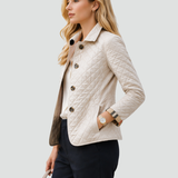 Veste matelassée femme à col pointu boutonnée