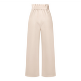 Pantalon Fluide Taille Haute Ceinture Nouée Élégant