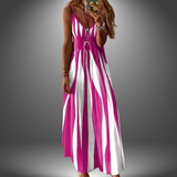 Robe Longue Femme Rayée à Bretelles Fines