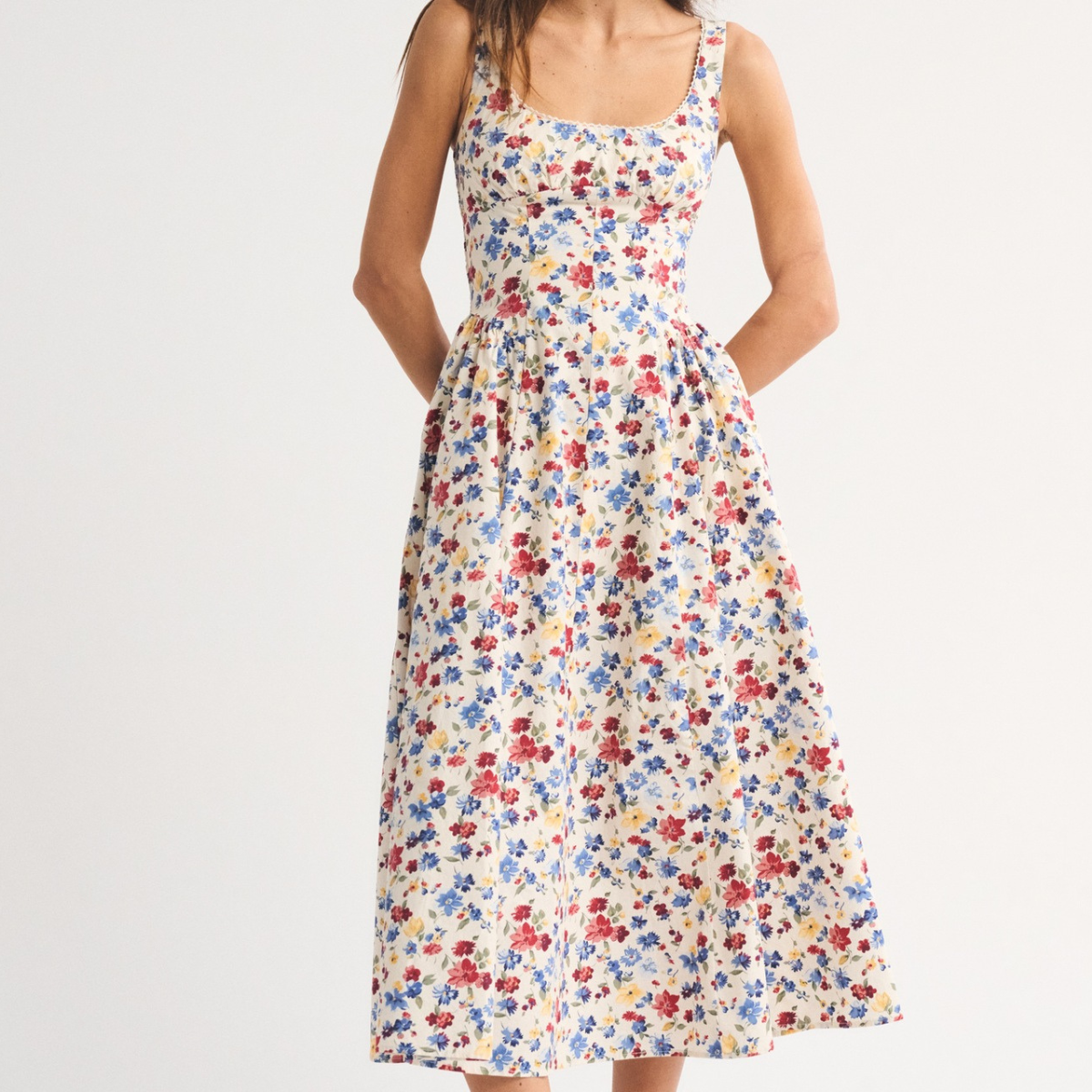 Robe Midi à Pois Sans Manches