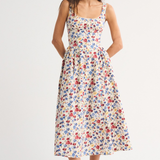 Robe Midi à Pois Sans Manches