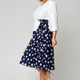Robe Midi Contrastée Pois Élégance Féminine