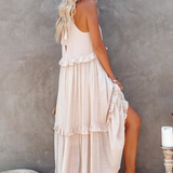 Robe Longue Femme Sans Manches à Volants