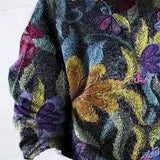 Pull Femme Imprimé Floral Artistique – Sweat Élégant Tendance