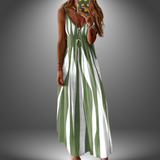 Robe Longue Femme Rayée à Bretelles Fines
