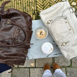 Sac cabas en cuir vieilli clouté pour femme