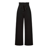 Pantalon Fluide Taille Haute Ceinture Nouée Élégant