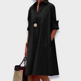 Robe Chemise Évasée à Manches Courtes