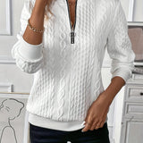 Pull Femme Zippé Col Rond Texturé