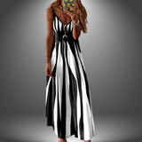 Robe Longue Femme Rayée à Bretelles Fines