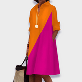 Robe Chemise Évasée à Manches Courtes