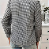 Chemise Nœud Col Motif Carreaux Élégance Féminine