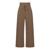 Pantalon Fluide Taille Haute Ceinture Nouée Élégant