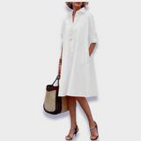 Robe Chemise Évasée à Manches Courtes