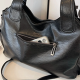 Sac porté épaule femme en simili cuir, bandoulière amovible