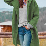 Manteau Oversize Femme à Capuche – Veste Longue Boutonnée Confortable