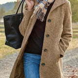 Manteau Mi-Long Femme Élégant – Veste Chic Boutonnée