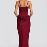 Robe Longue Satinée Drapée Élégance Intemporelle