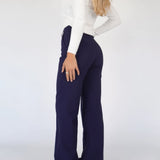 Pantalon Large Taille Haute Élégant Coupe Flare Moderne