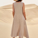 Robe Femme Longue Lin Décontractée Poches