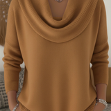 Pull femme en maille côtelée col bénitier