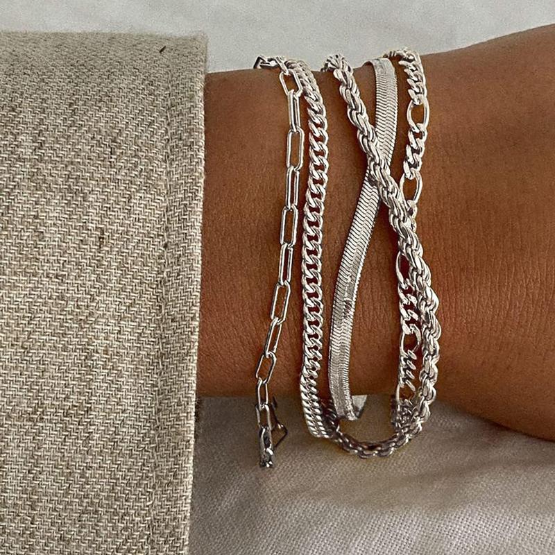 Set de 5 bracelets ajustables en acier inoxydable