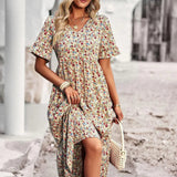 Robe Midi Bohème Fleurie Coupe Évasée Été Chic