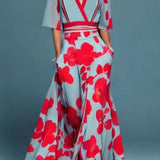 Robe Longue Femme Fleurie à Col V Croisé