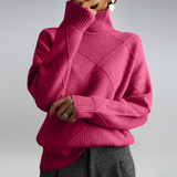 Pull col roulé en cachemire maille texturée pour femme