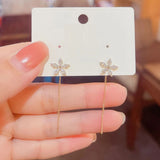 Boucles d'oreilles pendantes fleur et zircon
